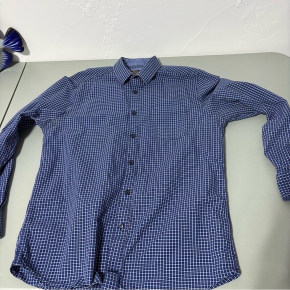 Johnston & Murphy Men's Medium Button Front Dress Casual Shirt Workwear Blue - Picture 4 of 7